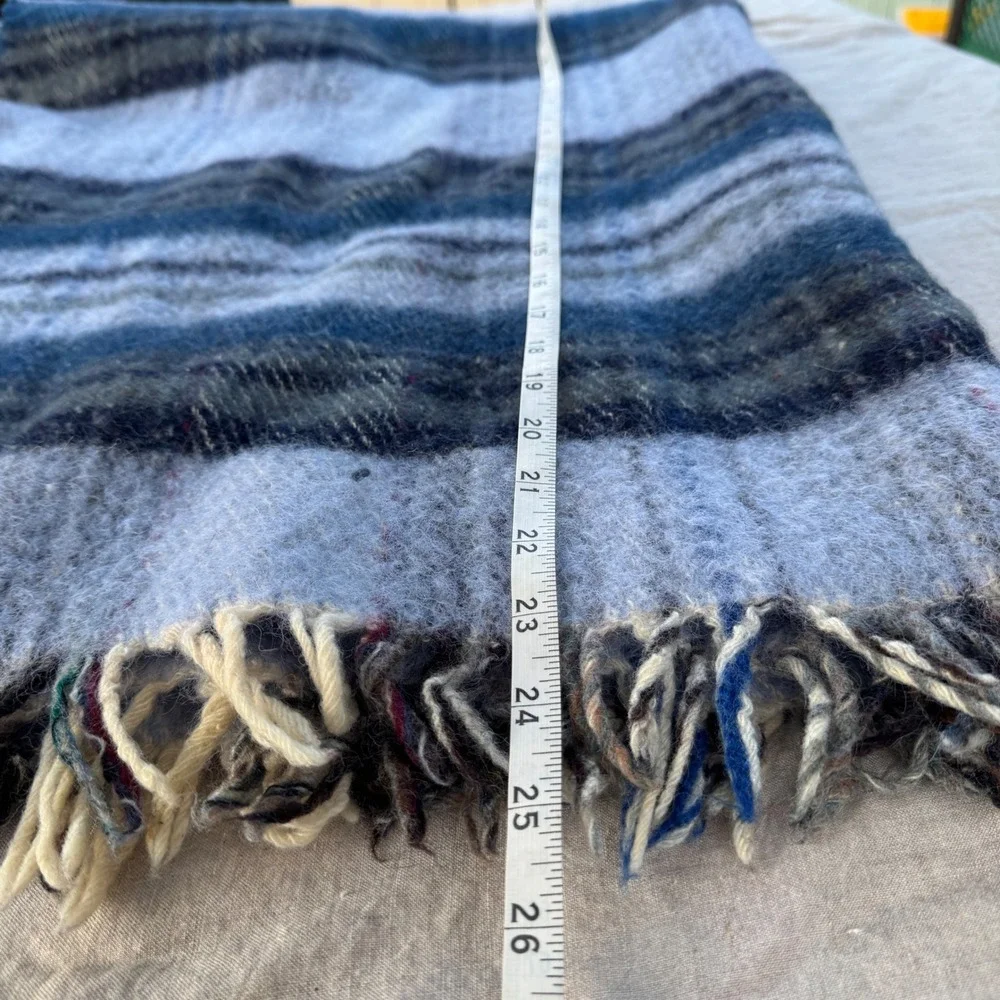 Vintage 1960s Macnab of Haddington Scotland Wool Plaid Travel Rug Blanket Fringe